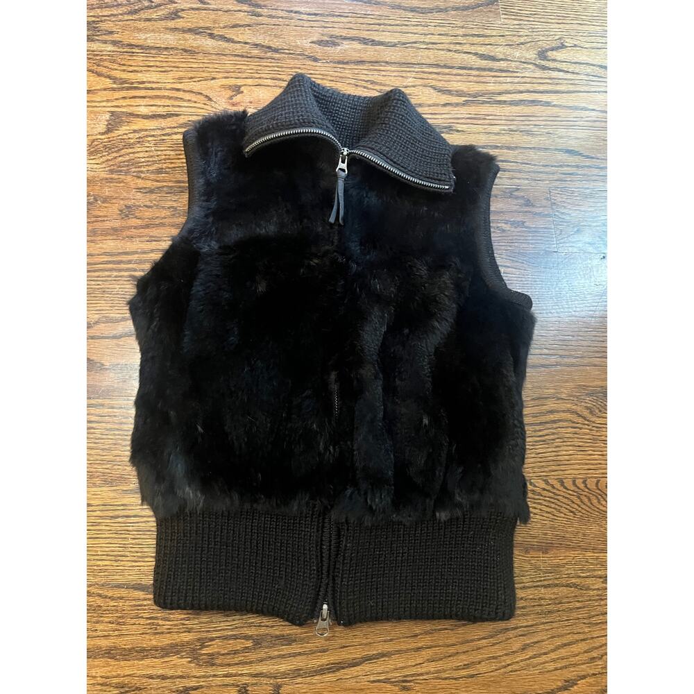 CO-OP Women’s Black Rabbit Fur Vest Jacket Size XS